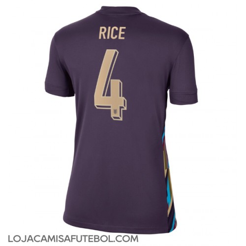 Camisa de Futebol Inglaterra Declan Rice #4 Equipamento Secundário Mulheres Europeu 2024 Manga Curta